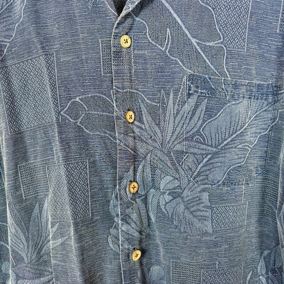 Jamaica Jaxx Vintage 100% Silk Hawaiin Palm Shirt with Real Wood Buttons Size:XL - Picture 6 of 14